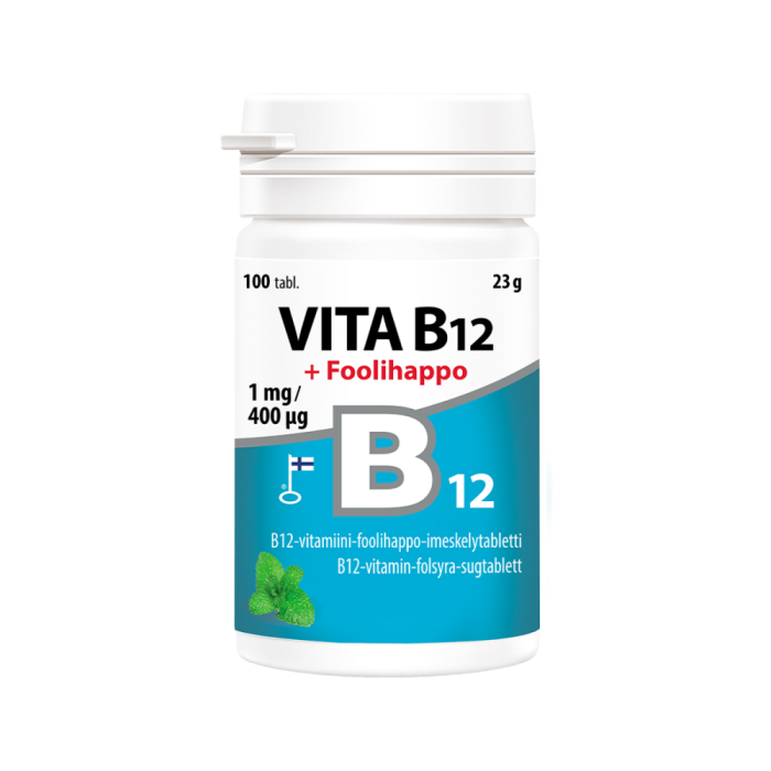 Vita B12 + foolihappo 100 tabl bild 3