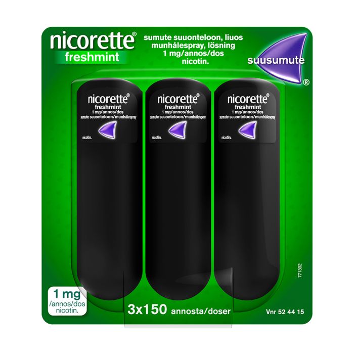 NICORETTE FRESHMINT sumute suuonteloon, liuos 1 mg/annos 3 x 150 annosta bild 1