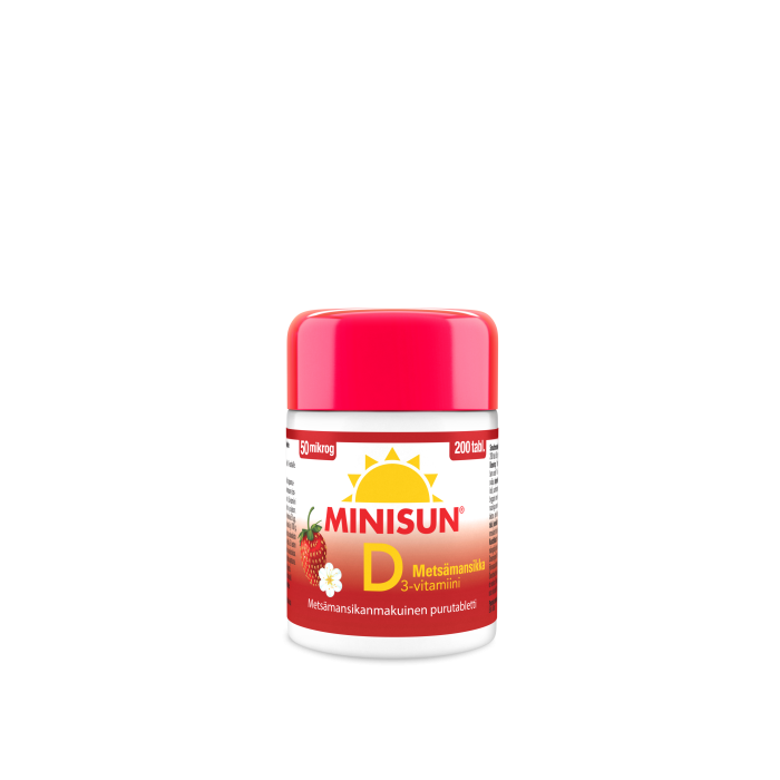 Minisun D-vitamiini Metsämansikka 50 mikrog 200 tabl bild 4