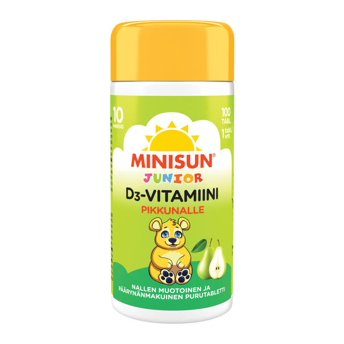 Minisun D-vitamiini Päärynä Nalle jr.10 mikrog 100 tabl bild 3