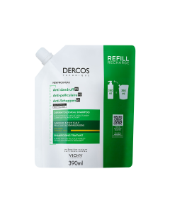 Vichy Dercos Shampoo Anti-dandruff kuiville hiuksille täyttöpakkaus 390 ml