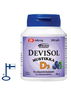 DEVISOL MUSTIKKA 20 MIKROG IMESKELYTABLETTI 200 KPL