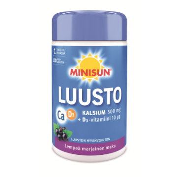Minisun Kalsium 500 mg + D-vitamiini 10 mikrog 100 purutabl
