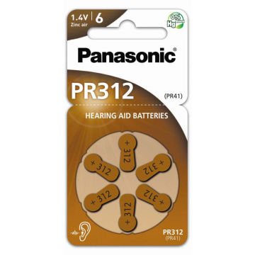 Kuulokojeparisto Panasonic PR312 6 kpl