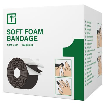 1Aid Soft Foam Laastari Musta 6cm x 2m 1 kpl