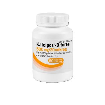 KALCIPOS-D FORTE 500 mg/20 mikrog tabl, kalvopääll 60 kpl