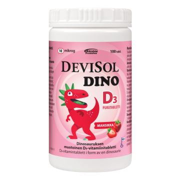 Devisol Dino mansikka 10 mikrog 100 purutabl