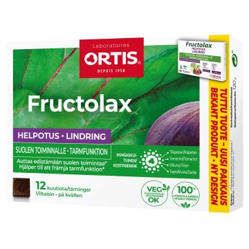 Fructolax Helpotus kuutio hedelmä ja kuitu 12 kpl