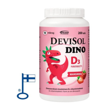 Devisol Dino mansikka 10 mikrog 200 purutabl