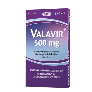 VALAVIR tabletti, kalvopäällysteinen 500 mg 8 fol