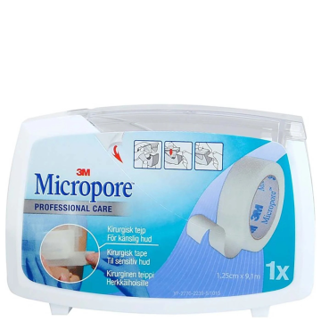3M Micropore 1,25 cm x 9,1 m valkoinen katkokela 1 kpl
