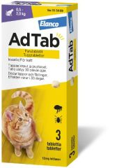 AdTab purutabletti 12 mg kissalle (0,5–2,0 kg) 3 fol