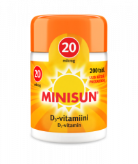 MINISUN D-VITAMIINI 20 MIKROG 200 TABL