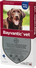 BAYVANTIC VET KOIRILLE 25-40 KG 400/2000 mg paikallisvaleluliuos 4x4 ml