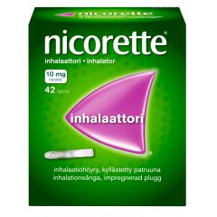 NICORETTE INHALAATTORI 10 mg inhal höyry, kyllästetty patruuna 42 fol